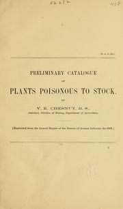 Cover of: Preliminary catalogue of plants poisonous to stock.