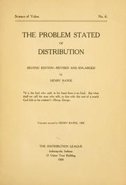 Cover of: The problem stated of distribution.