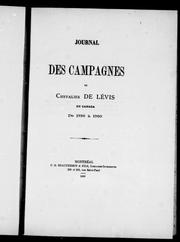 Cover of: Journal des campagnes du chevalier de Lévis en Canada de 1756 à 1760