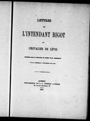 Cover of: Lettres de l'intendant Bigot au chevalier de Lévis by François Bigot