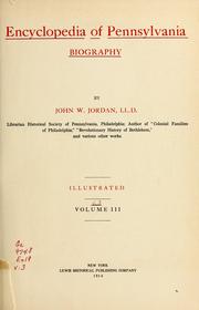 Cover of: Encyclopedia of Pennsylvania biography: illustrated.