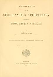Cover of: Untersuchungen ©ber des Sehorgan der Arthropoden by Hermann Grenacher
