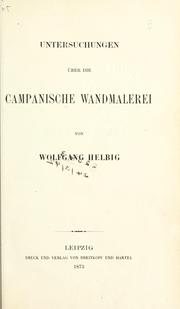 Cover of: Untersuchungen über die Campanische Wandmalerie.