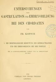 Cover of: Untersuchungen über Gastrulation and Embryobildung bei den Chordaten