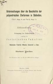 Cover of: Untersuchungen über die Geschichte der polyandrischen Eheformen in Südindien: (Teil 1, Kap. 4 und Teil 2, Kap. 1)