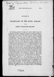 Cover of: Vocabulary of the Haida Indians of the Queen Charlotte Islands