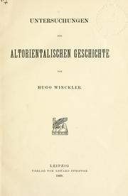 Cover of: Untersuchungen zur altorientalischen Geschichte. by Hugo Winckler