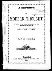 Cover of: A defense of modern thought: in reply to a pamphlet by the Bishop of Ontario on "agnosticism"