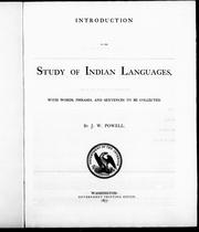 Cover of: Introduction to the study of Indian languages by by J.W. Powell.