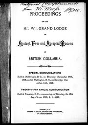 Cover of: Proceedings of the M.W. Grand Lodge of Ancient Free and Accepted Masons of British Columbia by 