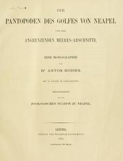 Cover of: Die pantopoden des golfes von Neapel und der angrenzenden meeres abschnitte