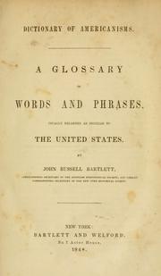 Cover of: Dictionary of Americanisms. by John Russell Bartlett