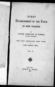 Cover of: First establishment of the faith in New France