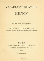 Cover of: Macaulay's essay on Milton by Thomas Babington Macaulay