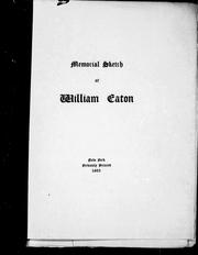 Cover of: Memorial sketch of William Eaton by Arthur Wentworth Hamilton Eaton