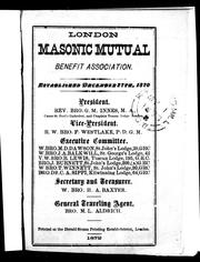 Cover of: London Masonic Mutual Benefit Association by 