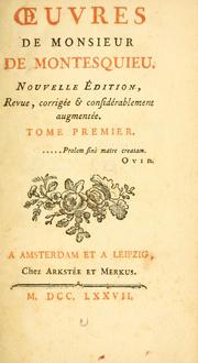 Cover of: uvres de Monsieur de Montesquieu. by Charles-Louis de Secondat baron de La Brède et de Montesquieu