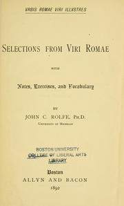 Cover of: Urbis Romae viri illustres.: Selections from Viri Romae, with notes, exercises, and vocabulary