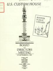 U.S. custom house: board of directors meeting of September 21, 1989 by Boston Redevelopment Authority