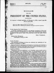 Cover of: Message from the president of the United States transmitting in response to Senate resolution of February 11, 1889, a report upon the case of Louis Riel