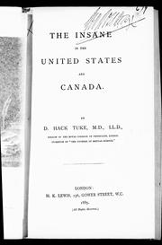 Cover of: The insane in the United States and Canada