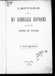 Cover of: Letters to my homeless orphans and to the people of Canada