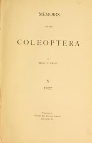 Cover of: Memoirs on the Colcoptera | Casey, Thos. L.
