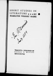 Cover of: Short studies in literature by by Hamilton Wright Mabie.
