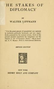Cover of: stakes of diplomacy | Walter Lippmann