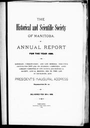 The Historical and Scientific Society of Manitoba by Historical and Scientific Society of Manitoba.