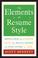 Cover of: The Elements Of Resume Style