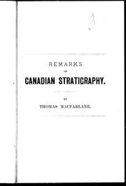 Cover of: Remarks on Canadian stratigraphy