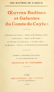 Cover of: uvres badines et galantes du comte de Caylus