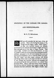 Statistics of the coinage for Canada and Newfoundland by R. W. McLachlan