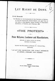 The Protest of Peter McLaren, lumberer and manufacturer
