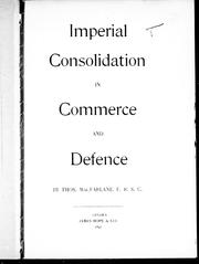 Cover of: Imperial consolidation in commerce and defence