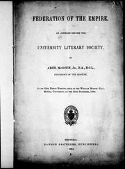 Cover of: Federation of the Empire: an address before the University Literary Society