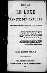 Cover of: Essai sur le luxe et la vanité des parures by Alexis Mailloux