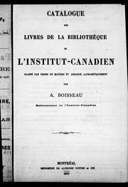 Cover of: Catalogue des livres de la bibliothèque de l'Institut-canadien