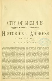Cover of: City of Memphis, Shelby county, Tennessee by Avery, William T.