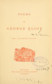 Cover of: Poems of George Eliot. by George Eliot