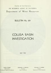 Cover of: Colusa Basin investigation