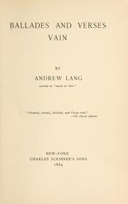 Cover of: Ballades and verses vain | Andrew Lang