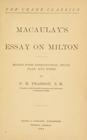 Cover of: Macaulay's essay on Milton by Thomas Babington Macaulay