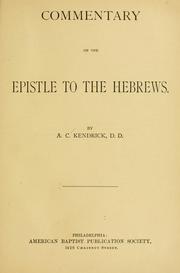 Cover of: Commentary on the epistle to the Hebrews.