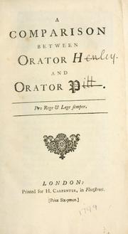 Cover of: A comparison between orator H---- and orator P----. by 