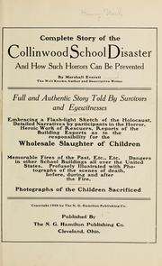 Cover of: Complete story of the Collinwood school disaster and how such horrors can be prevented