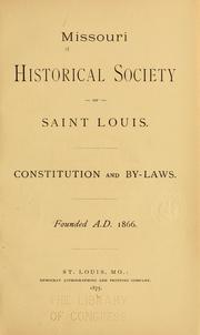 Cover of: Constitution and by-laws  by Missouri historical society, St. Louis