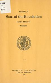 Cover of: Constitution and by-laws ... | Sons of the revolution. Indiana society.