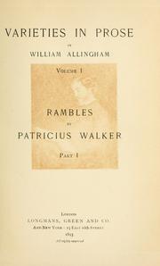 Cover of: Varieties in prose by William Allingham